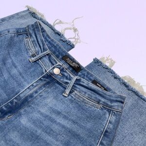 Judy Blue High Waist Raw Hem Trouser Wide Leg Jeans 88685, Size 5